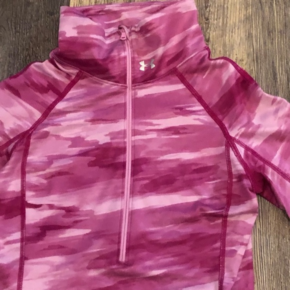 Under Armour ColdGear Pink Camo Athletic Half-Zip Pullover Top Size XS EUC - Picture 2 of 7